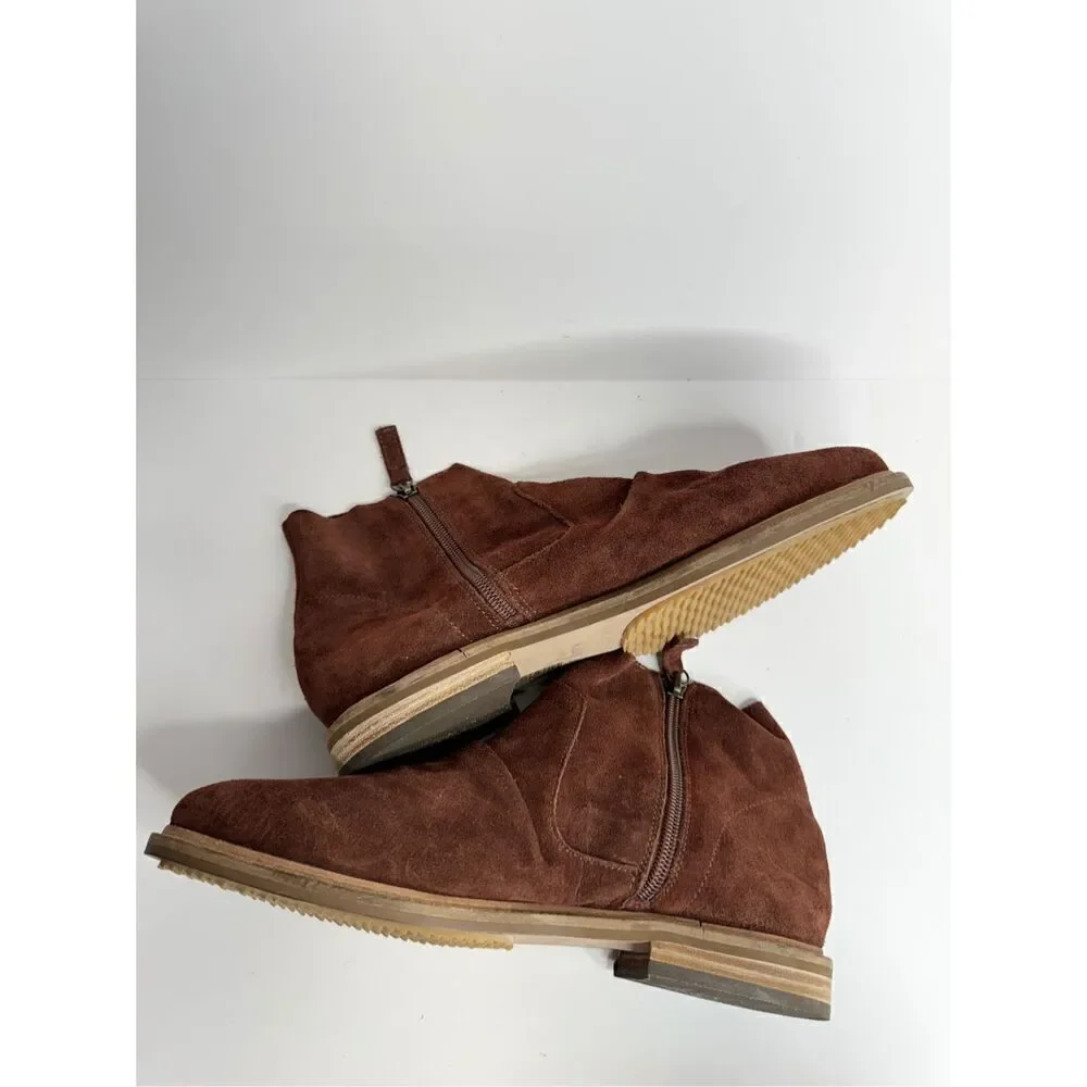 Kelsi Dagger‎ Boots Size 10 Women’s Suede Upper Ruched Coffee Bean Brown Booties